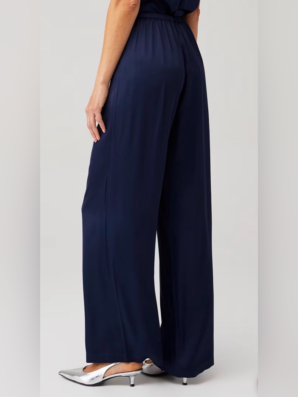Rue Sophie Wide-Leg Navy Palazzo Pants - Women; 100% Viscose